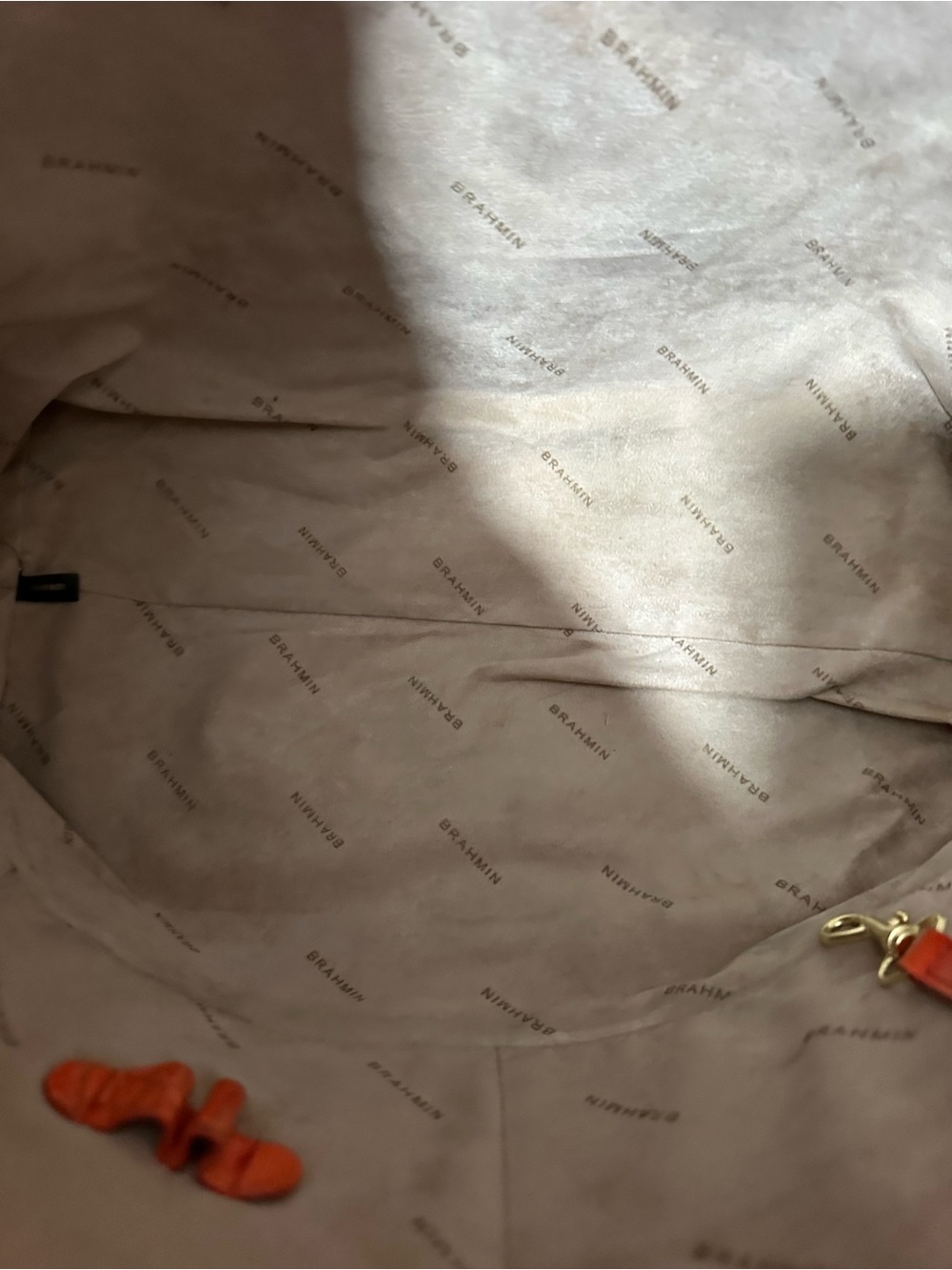 Brahmin orange leather and raffia tote entry - Picture 5 of 15